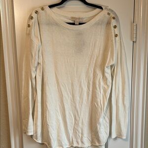 Michael Kors Cream and Gold Long Sleeve Blouse